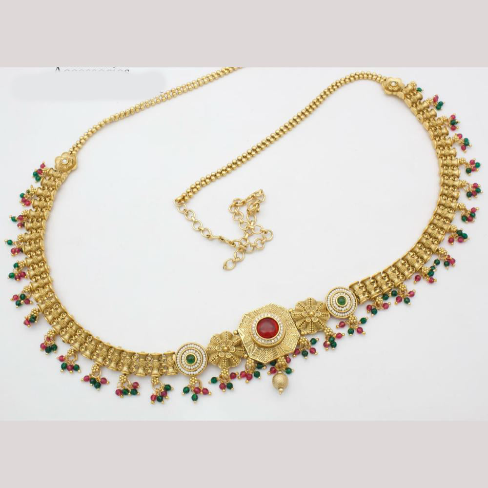 Manisha Jewellery Gold Plated Pota Stone And Pearls Perfect Bridal Waist Chain Kamarbandh