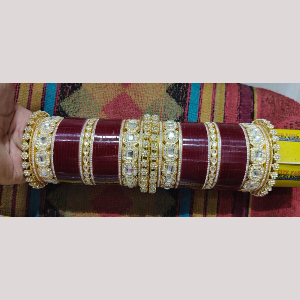 Manisha Jewellery Gold Plated Kundan & Austrian Stone Acrylic Traditional Bridal Bangle Set