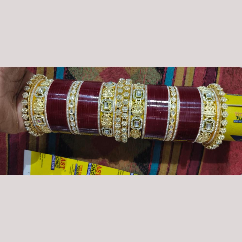Manisha Jewellery Gold Plated Kundan & Austrian Stone Acrylic Traditional Bridal Bangle Set