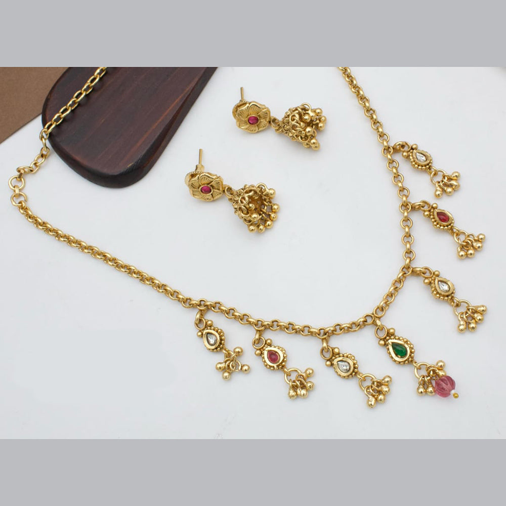 Manisha Jewellery Regal Charm Kundan & Pearl Gold Plated Necklace Set