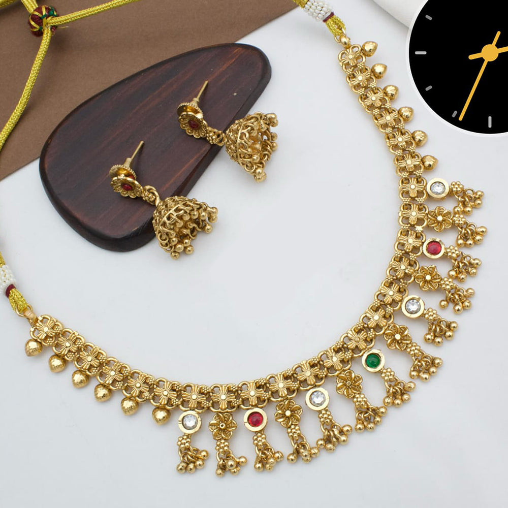 Manisha Jewellery Regal Charm Kundan & Pearl Gold Plated Necklace Set