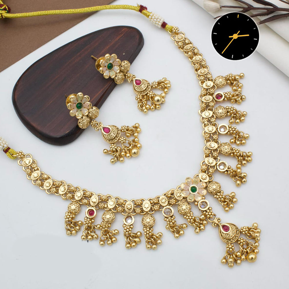 Manisha Jewellery Regal Charm Kundan & Pearl Gold Plated Necklace Set