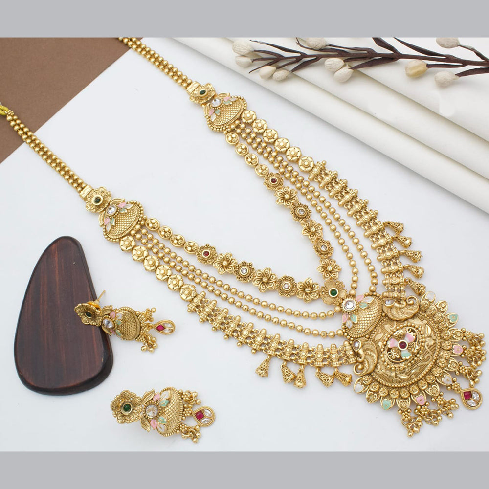 Manisha Jewellery Royal Heritage Kundan Stone, Beads And Meenakari Art Long Necklace Set