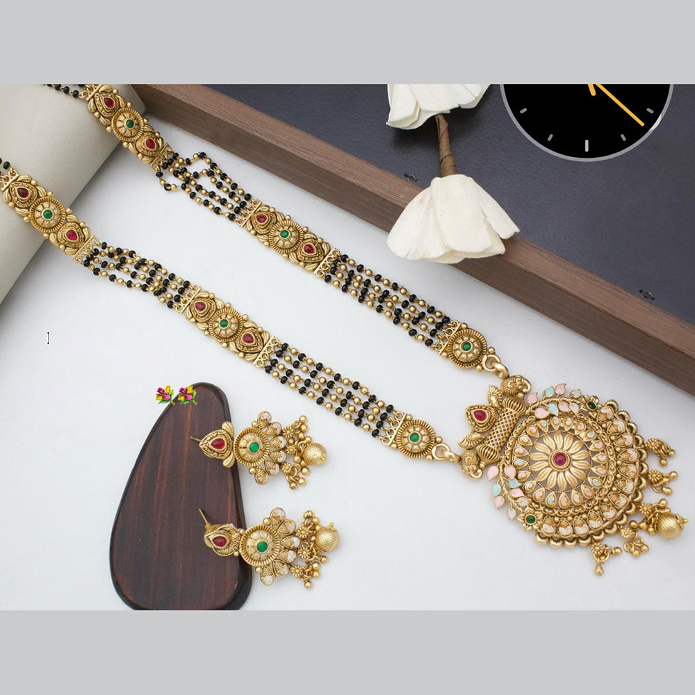 Manisha Jewellery Royal Aura Gold Plated Pota And Meenakari Mangalsutra