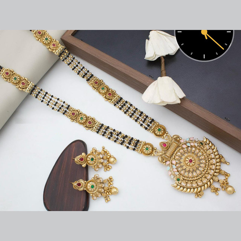 Manisha Jewellery Royal Aura Gold Plated Pota And Meenakari Mangalsutra