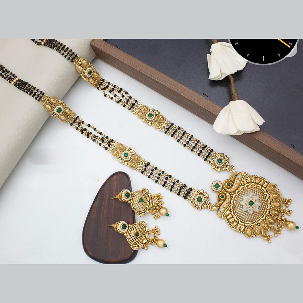 Manisha Jewellery Royal Aura Gold Plated Pota And Meenakari Mangalsutra