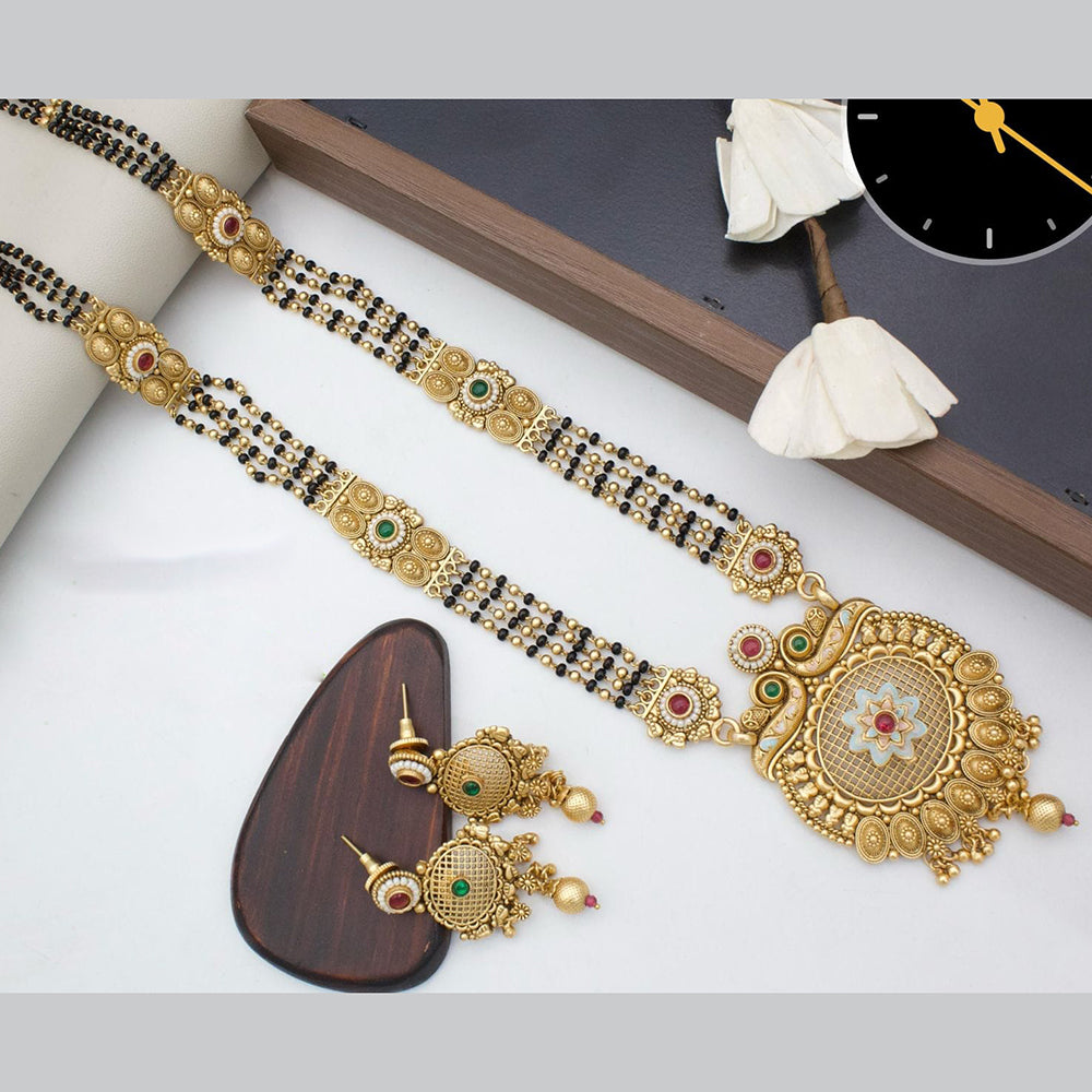 Manisha Jewellery Royal Aura Gold Plated Pota And Meenakari Mangalsutra