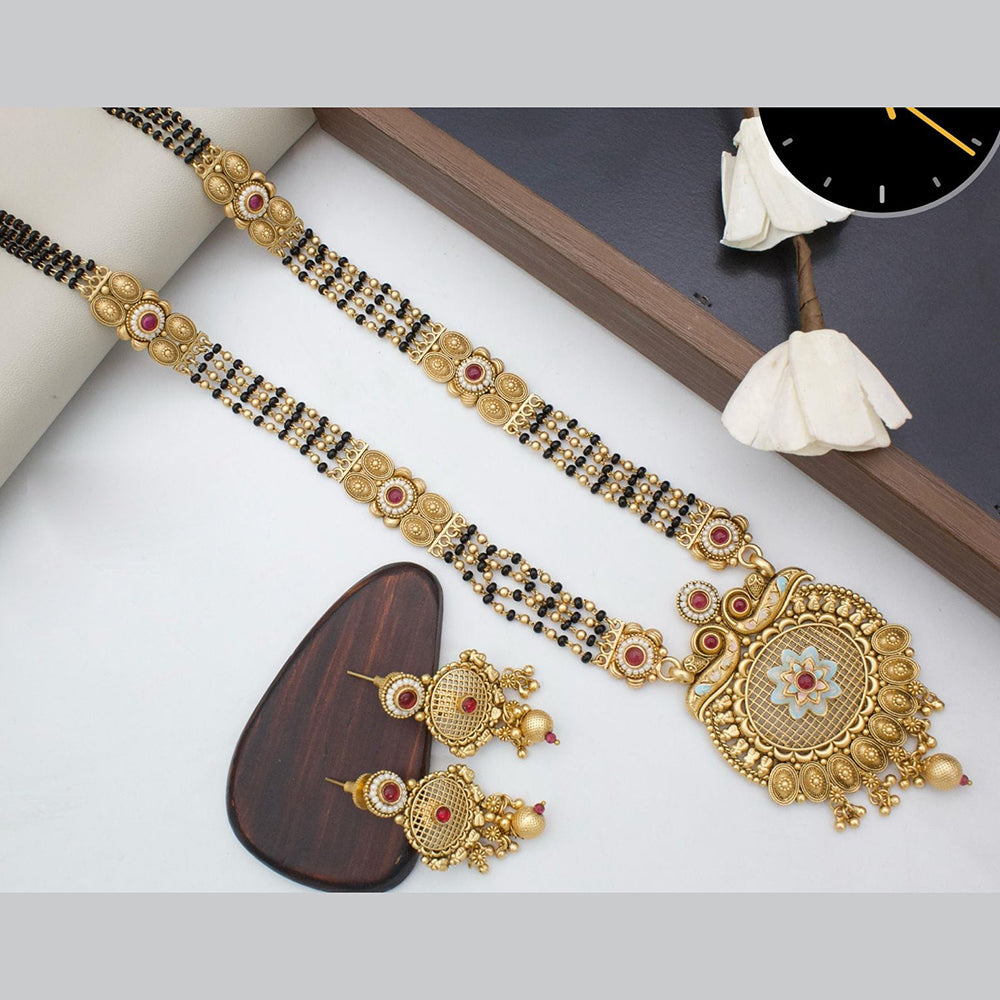 Manisha Jewellery Royal Aura Gold Plated Pota And Meenakari Mangalsutra