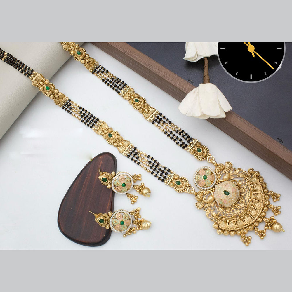 Manisha Jewellery Royal Aura Gold Plated Pota And Meenakari Mangalsutra