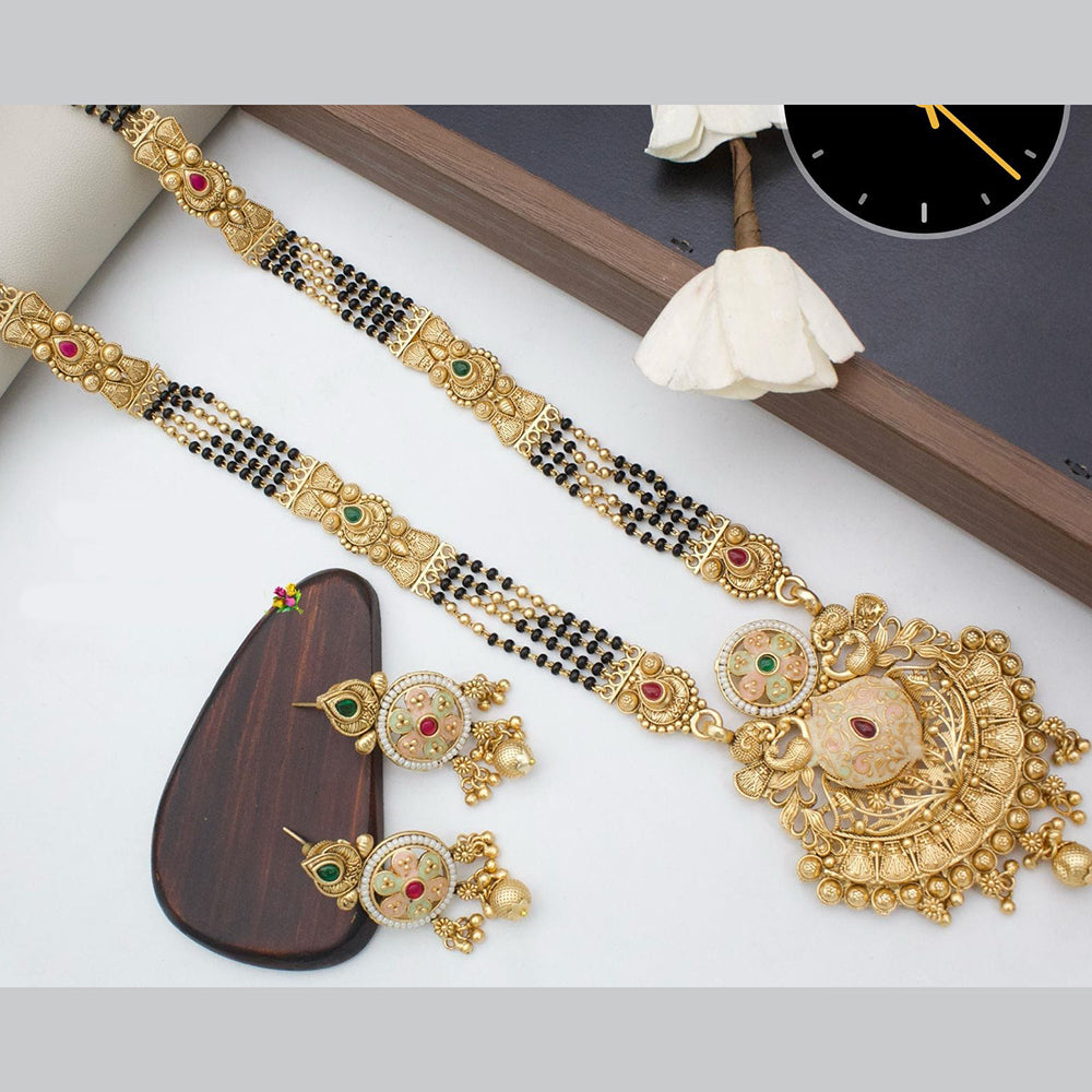 Manisha Jewellery Royal Aura Gold Plated Pota And Meenakari Mangalsutra