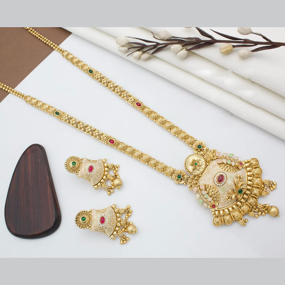 Manisha Jewellery Royal Aura Gold Plated Pota And Meenakari Mangalsutra