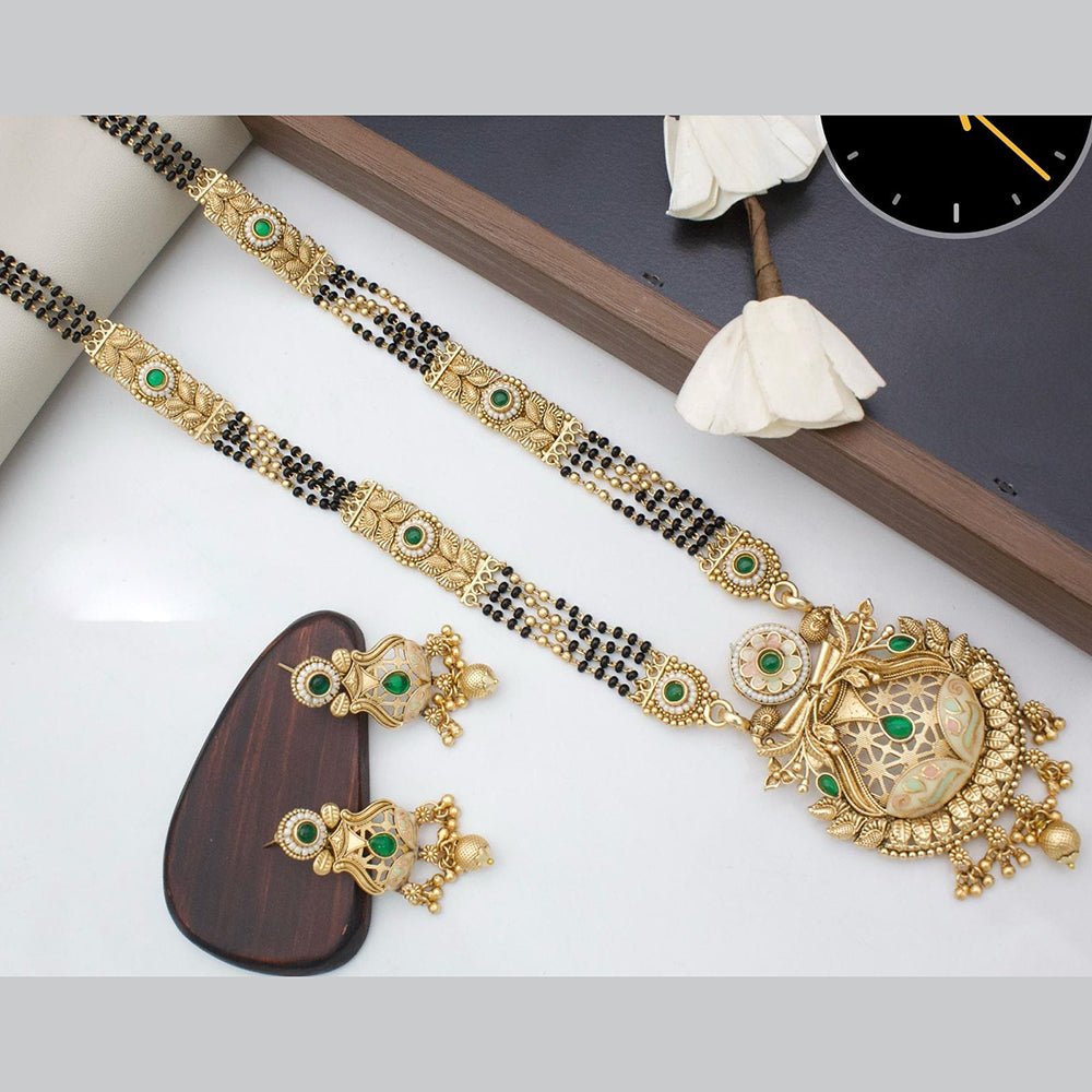 Manisha Jewellery Royal Aura Gold Plated Pota And Meenakari Mangalsutra