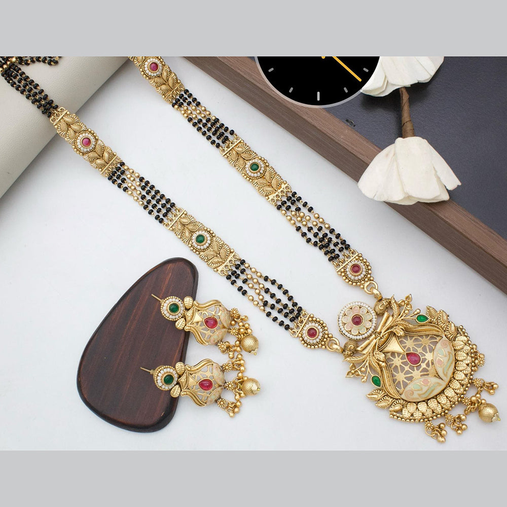 Manisha Jewellery Royal Aura Gold Plated Pota And Meenakari Mangalsutra
