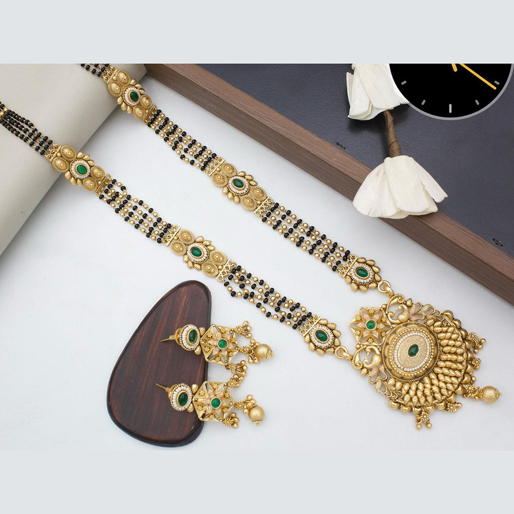 Manisha Jewellery Royal Aura Gold Plated Pota And Meenakari Mangalsutra