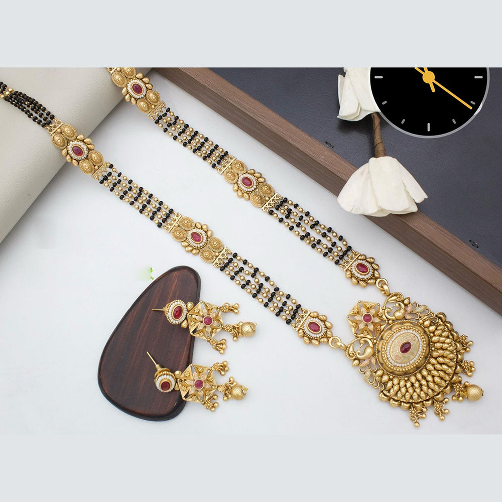 Manisha Jewellery Royal Aura Gold Plated Pota And Meenakari Mangalsutra