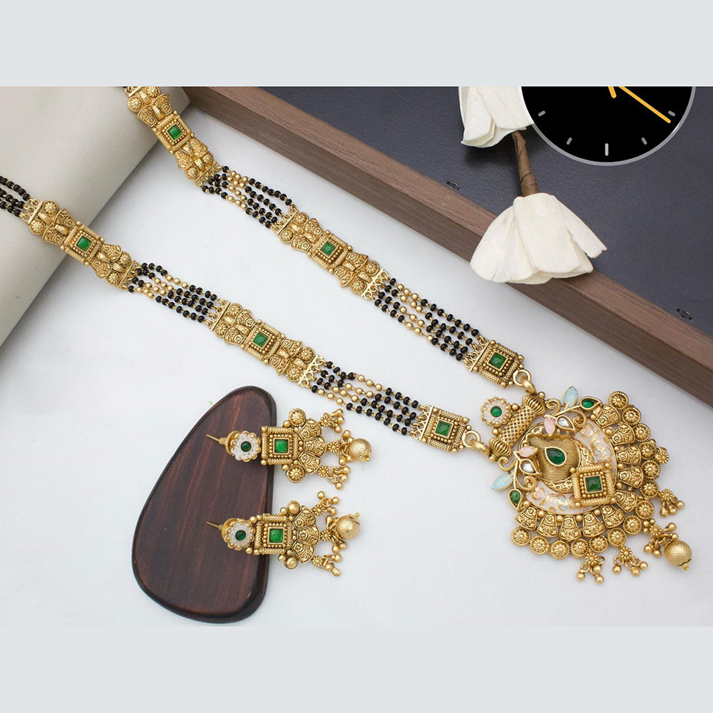 Manisha Jewellery Royal Aura Gold Plated Pota And Meenakari Mangalsutra