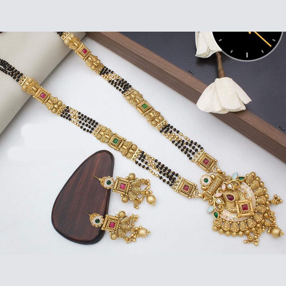 Manisha Jewellery Royal Aura Gold Plated Pota And Meenakari Mangalsutra