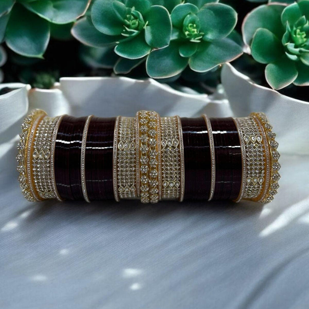 Manisha Jewellery Radiant Reflections Gold Plated Austrian Stone And Kundan Acrylic Bangles Set