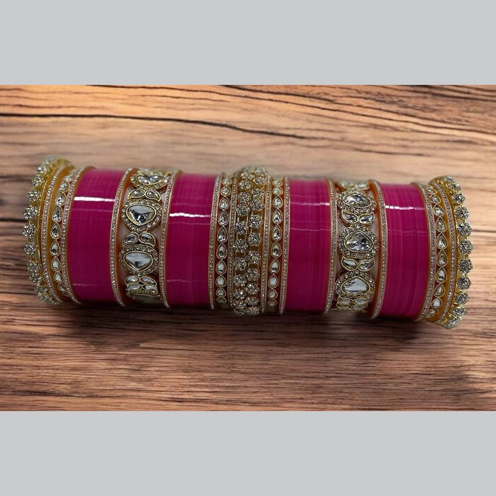 Manisha Jewellery Radiant Reflections Gold Plated Austrian Stone And Kundan Acrylic Bangles Set