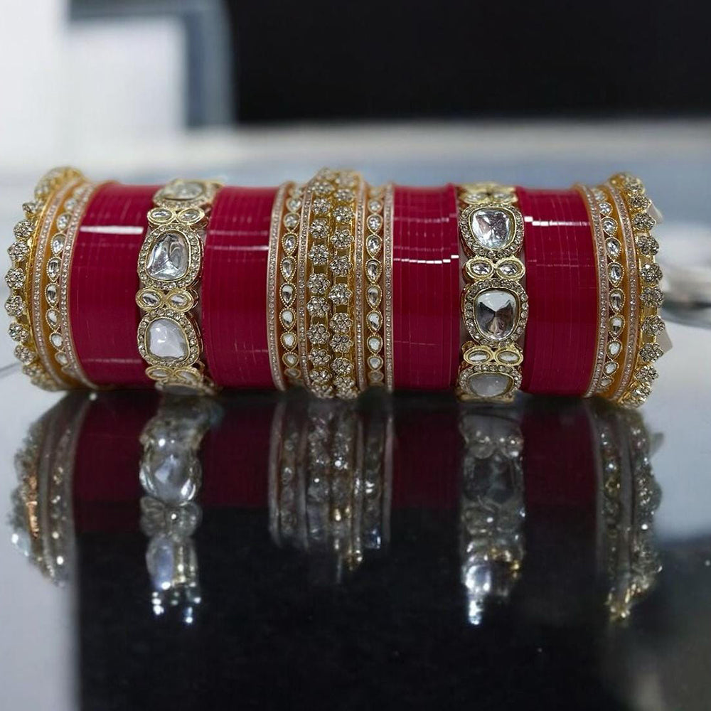 Manisha Jewellery Radiant Reflections Gold Plated Austrian Stone And Kundan Acrylic Bangles Set