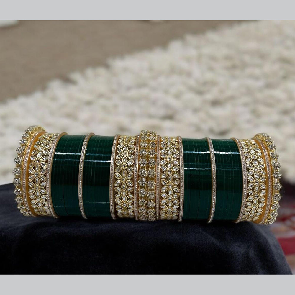 Manisha Jewellery Radiant Reflections Gold Plated Austrian Stone And Kundan Acrylic Bangles Set