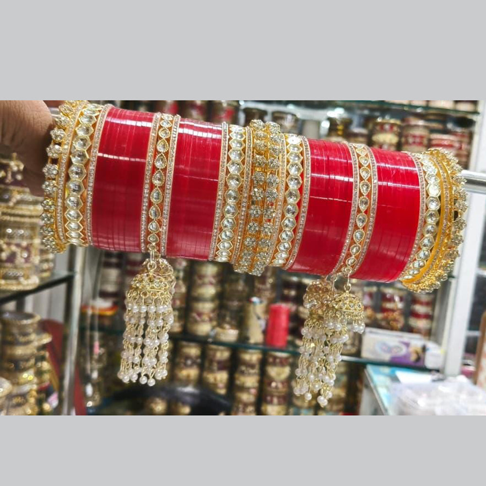 Manisha Jewellery Radiant Reflections Gold Plated Austrian Stone And Kundan Acrylic Bangles Set