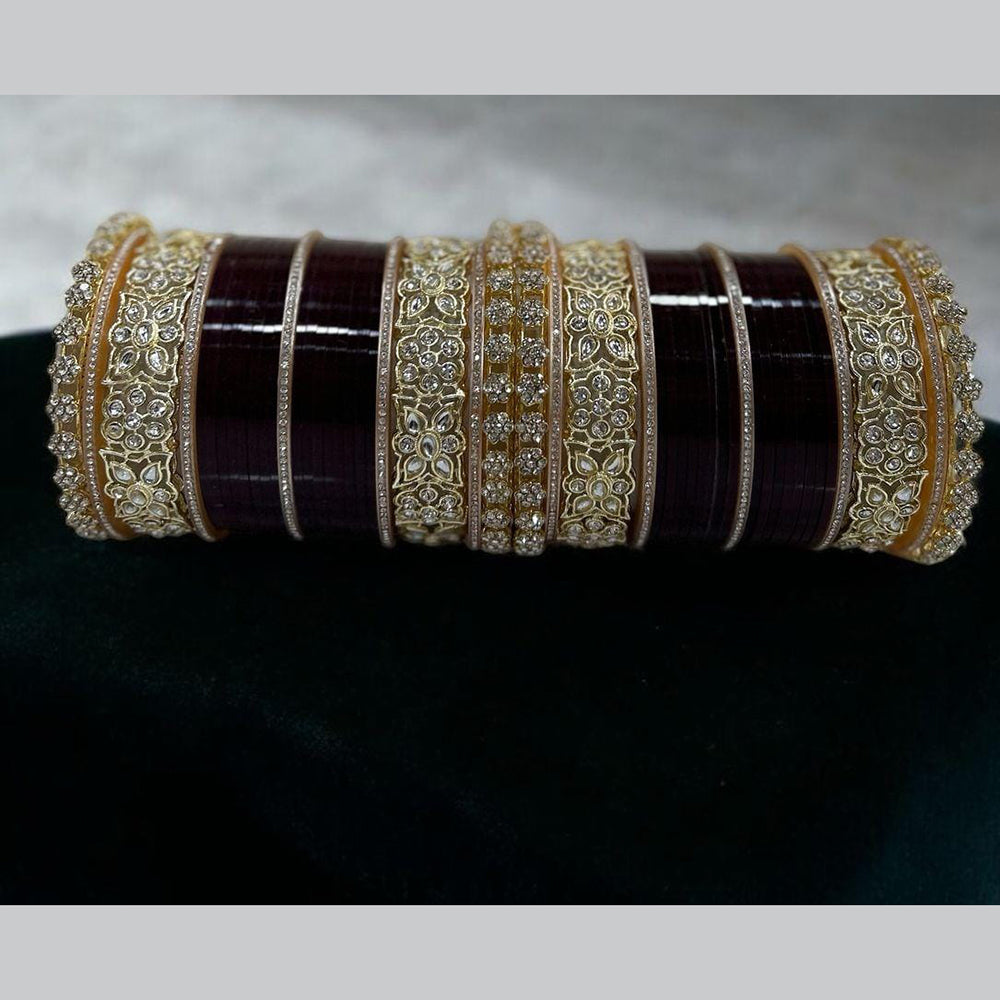 Manisha Jewellery Radiant Reflections Gold Plated Austrian Stone And Kundan Acrylic Bangles Set