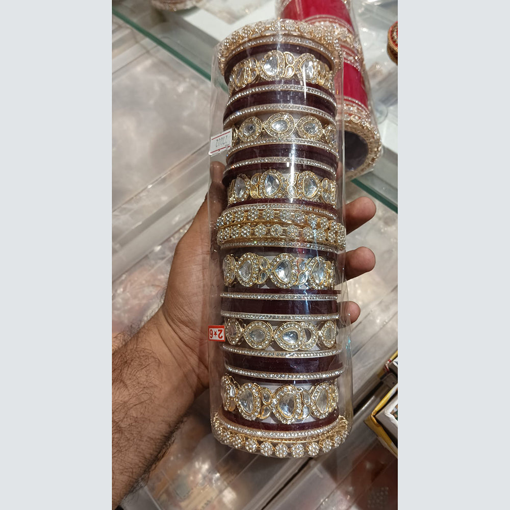Manisha Jewellery Radiant Reflections Gold Plated Austrian Stone And Kundan Acrylic Bangles Set