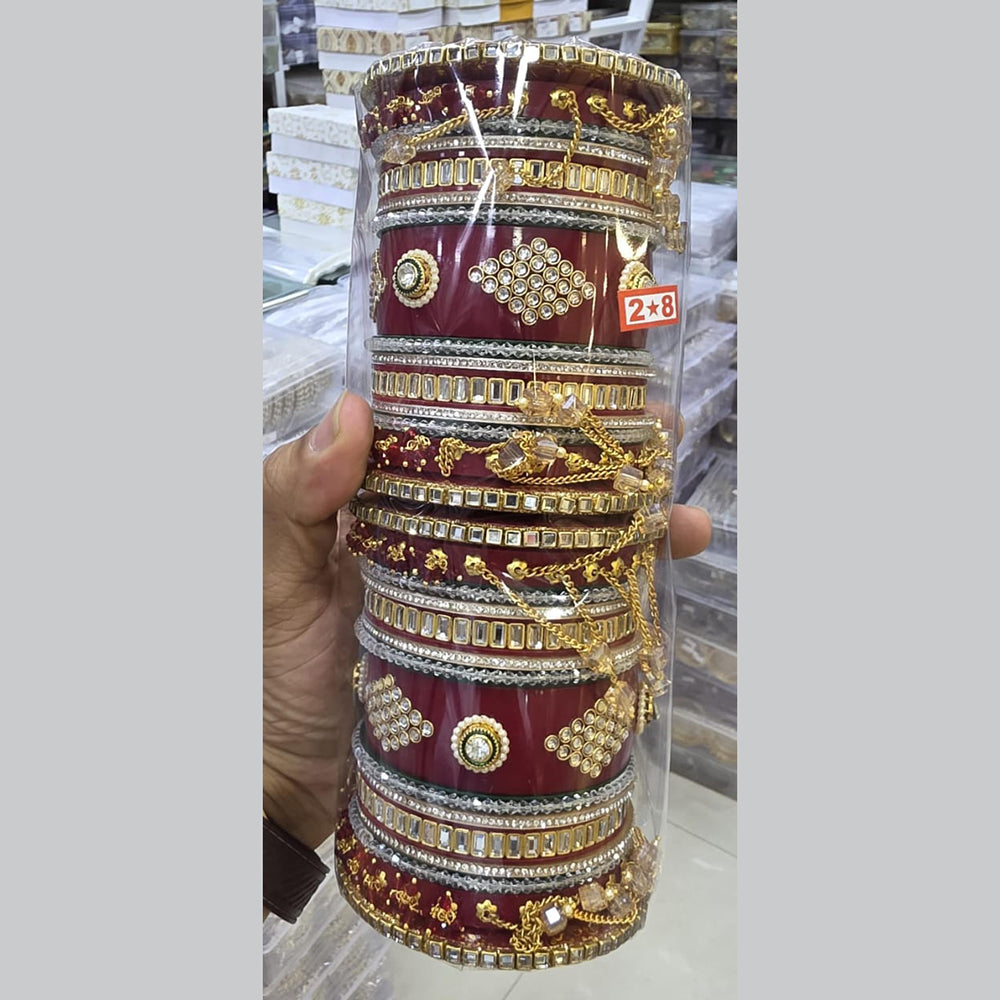 Manisha Jewellery Radiant Reflections Gold Plated Austrian Stone And Mirror Acrylic Bangles Set