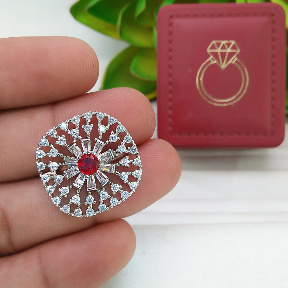 Manisha Jewellery  Elegant Silver-Plated American Diamond Ring for Women