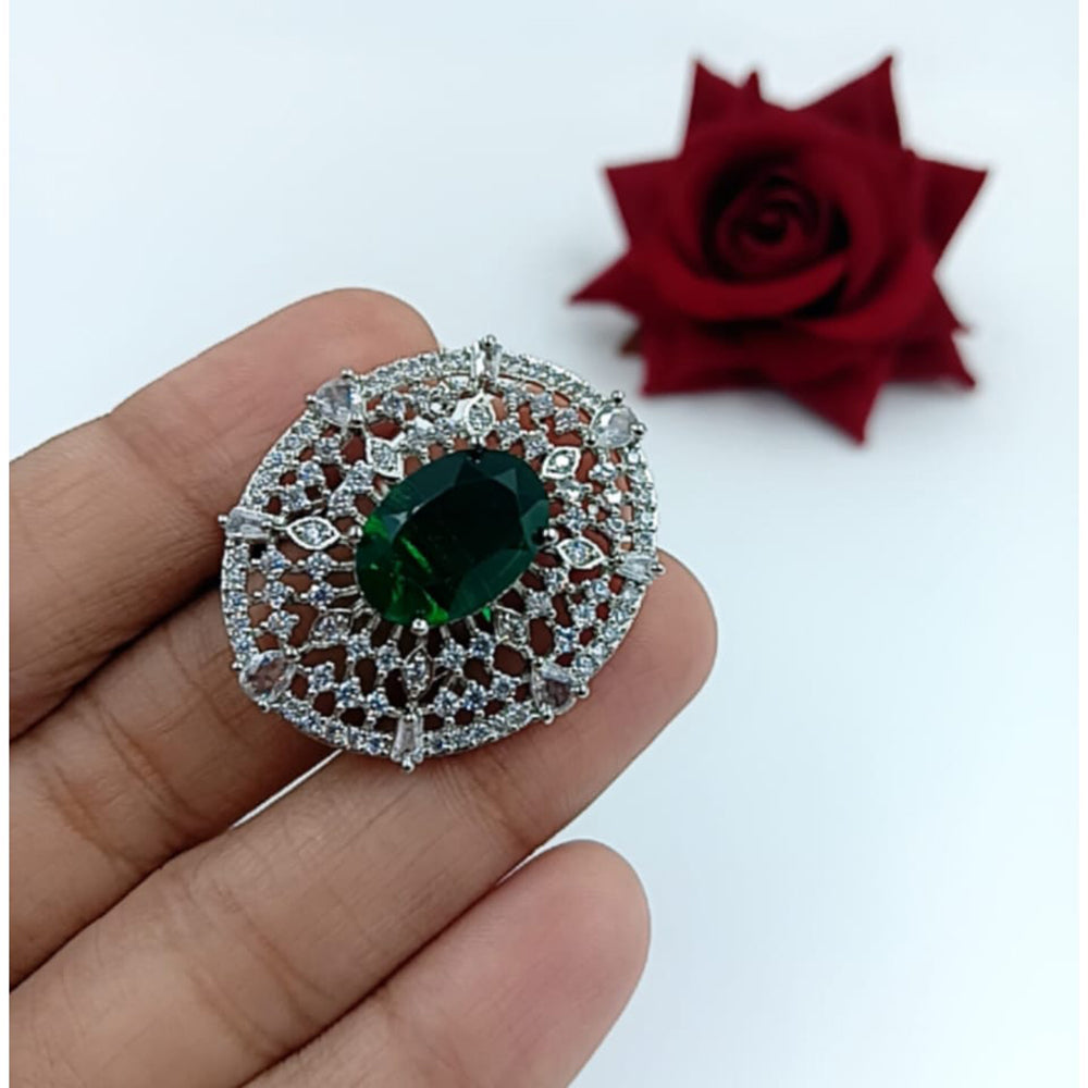 Manisha Jewellery  Elegant Silver-Plated American Diamond Ring for Women