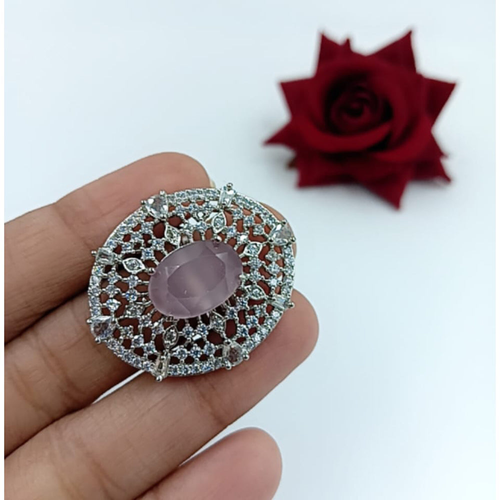 Manisha Jewellery  Elegant Silver-Plated American Diamond Ring for Women