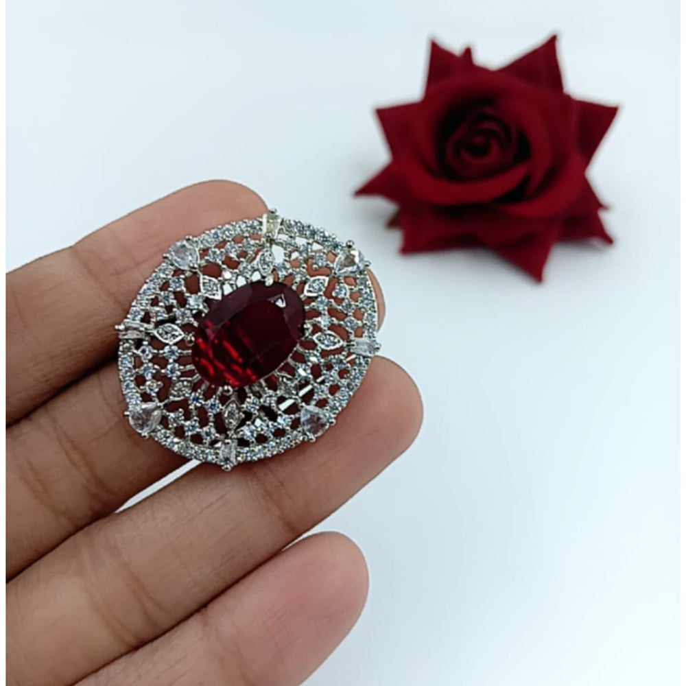 Manisha Jewellery  Elegant Silver-Plated American Diamond Ring for Women