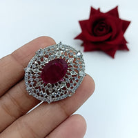 Manisha Jewellery  Elegant Silver-Plated American Diamond Ring for Women