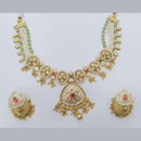 Manisha Jewellery Elegant Gold Plated Pota and Pearl Meenakari Necklace Set
