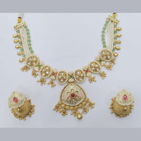Manisha Jewellery Elegant Gold Plated Pota and Pearl Meenakari Necklace Set