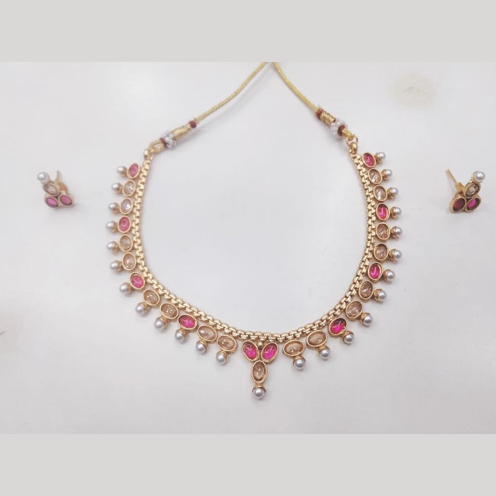 Manisha Jewellery Radiant Grace Gold-Plated Crystal & Beaded Necklace Set