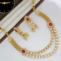 Manisha Jewellery Gold Plated Designer  Pota And Kundan Meenakari Necklace Set