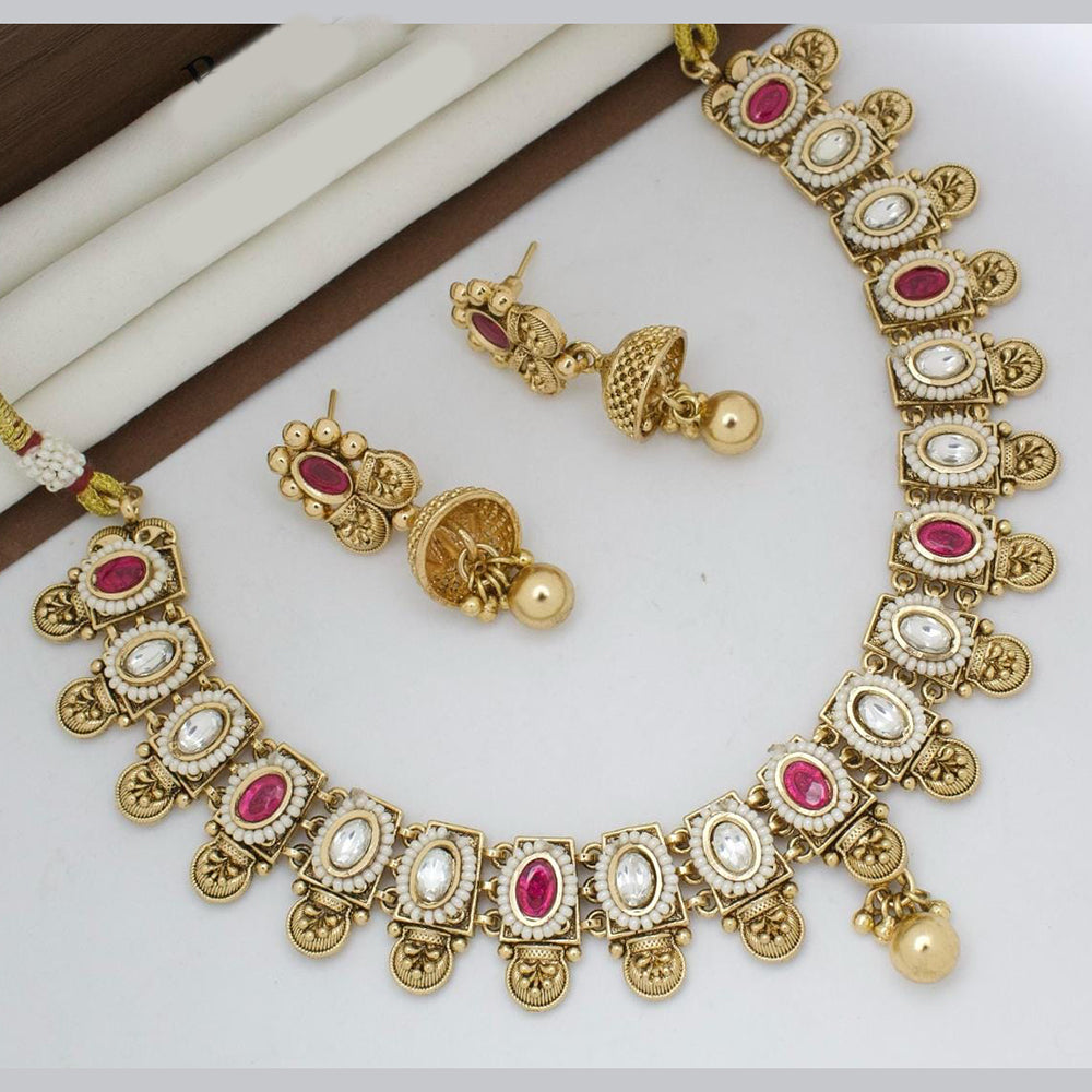 Manisha Jewellery Gold Plated Designer Pota And Pearl Necklace Set