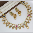 Manisha Jewellery Gold Plated Designer Pota And Pearl Necklace Set