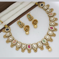 Manisha Jewellery Gold Plated Designer Pota And Pearl Necklace Set