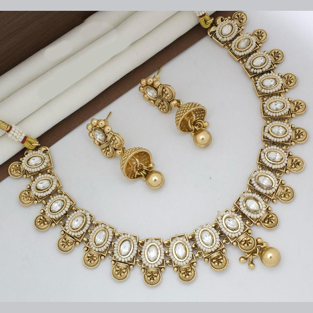 Manisha Jewellery Gold Plated Designer Pota And Pearl Necklace Set