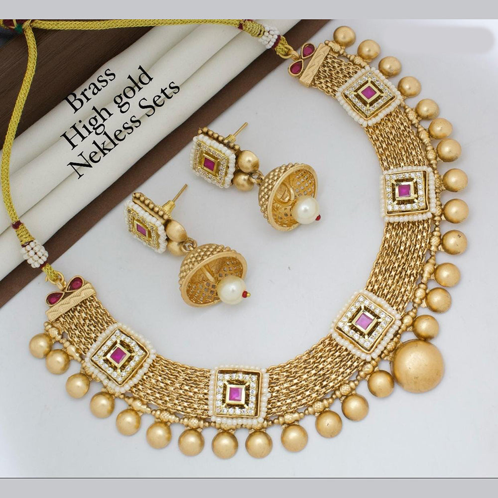 Manisha Jewellery Gold Plated Designer Pota And Pearl Necklace Set