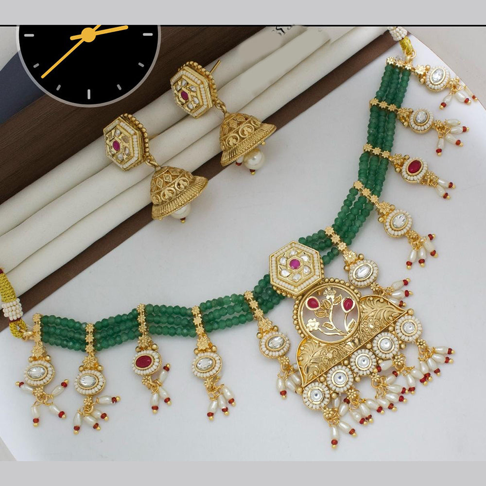 Manisha Jewellery Gold Plated Designer Pota And Pearl Necklace Set
