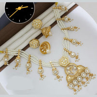 Manisha Jewellery Gold Plated Designer Pota And Pearl Necklace Set