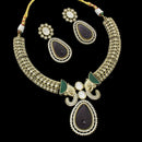 Manisha Jewellery Designer Gold Plated Pota Stone And Austrian Necklace Set