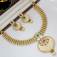 Manisha Jewellery Gold Plated Designer  Pota And Kundan Meenakari Necklace Set