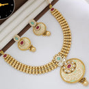 Manisha Jewellery Gold Plated Designer  Pota And Kundan Meenakari Necklace Set