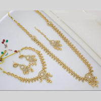 Manisha Jewellery Gold Finish Pota Stone Accents Beaded Double Necklace Set