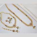 Manisha Jewellery Gold Finish Pota Stone Accents Beaded Double Necklace Set